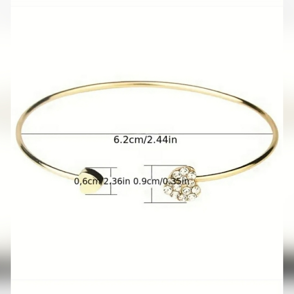 NEW Rhinestone Heart Cuff Bangle Bracelet - Picture 5 of 7
